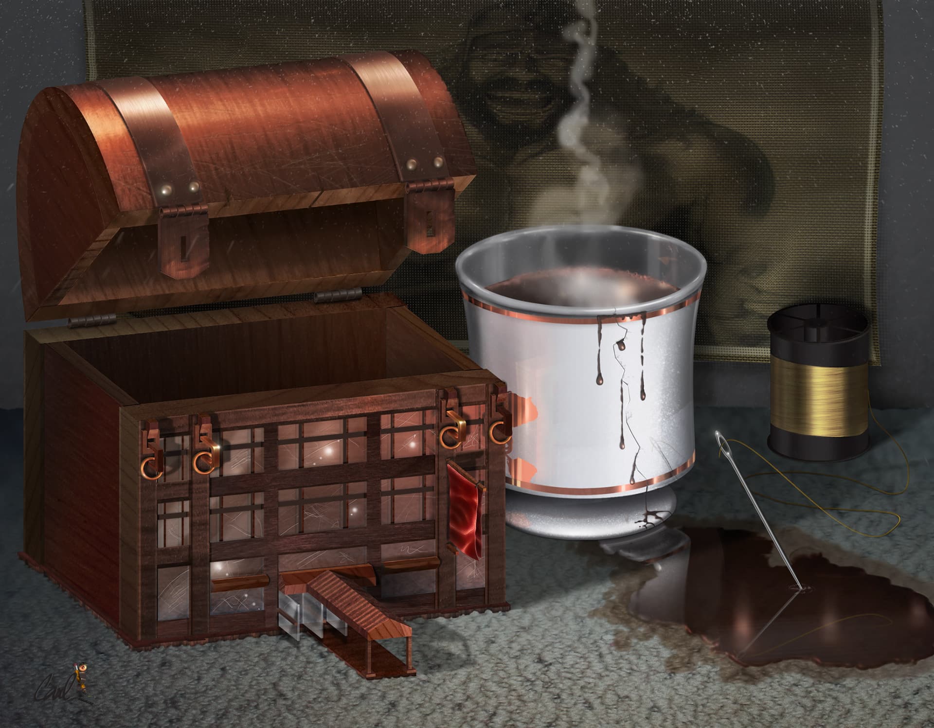 The Showplace, Showplace Antique Center illustrated as a treasure box