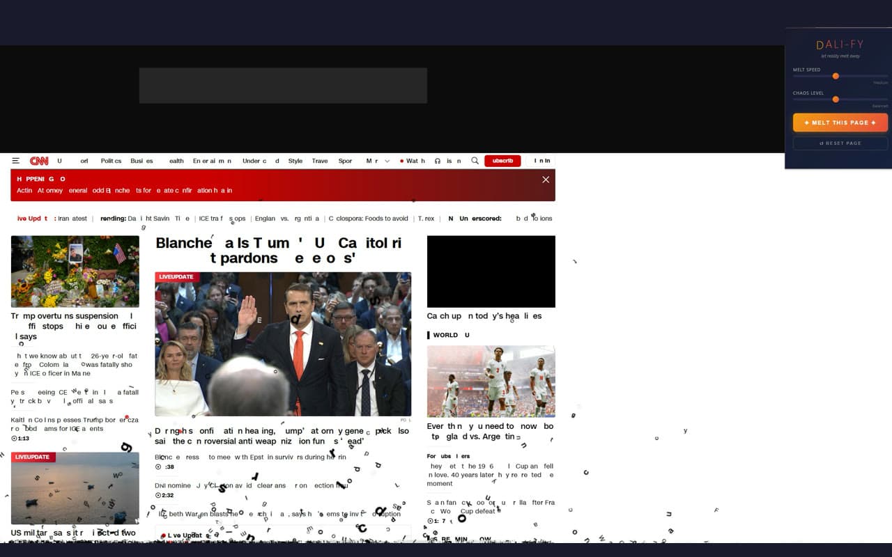 DALI-FY melting a webpage into dripping letters