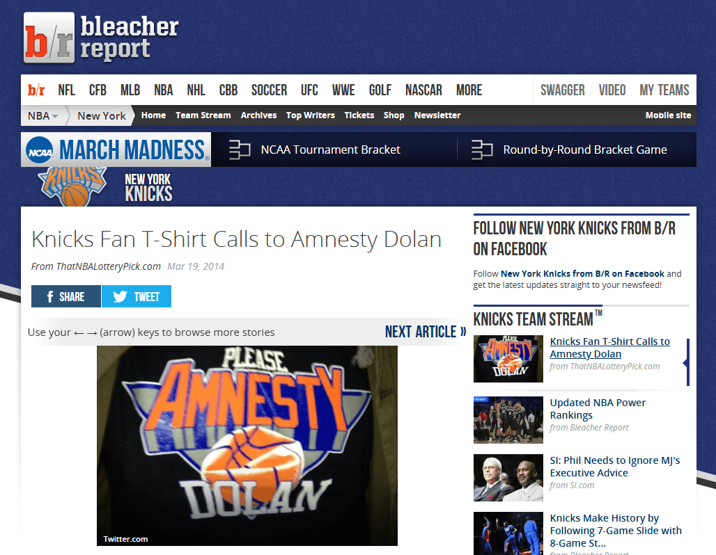 Amnesty Dolan, Bleacher Report press coverage