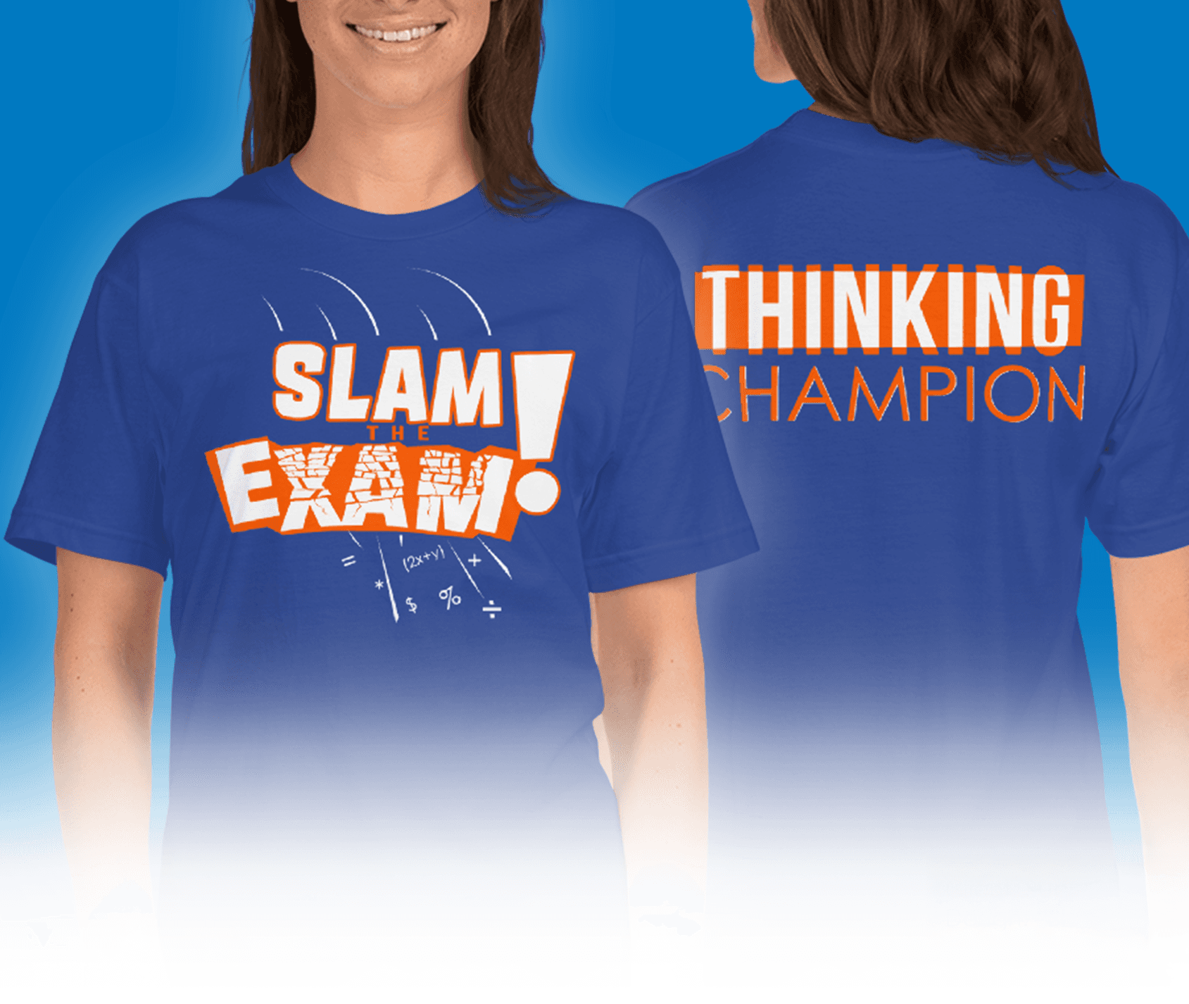 Slam the Exam shirt, front and back mockup